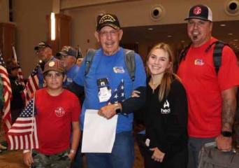 Veteran and his family at airport