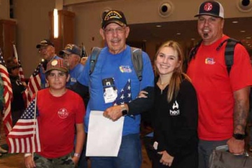 Veteran and his family at airport