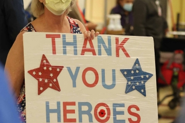 Thank You Heroes sign at the airport