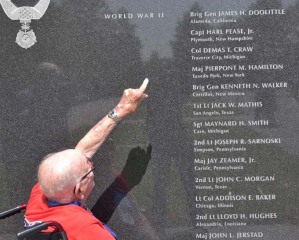Veteran at wall at the Air Force Memorial